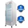 ORIKOOL 27" Commercial Display Refrigerator Swing Glass Door 23 Cu.ft Stainless Steel Reach-in Merchandiser Refrigerators with LED Lighting