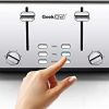 Toaster 4 Slice, Geek Chef Stainless Steel Extra-Wide Slot Toaster with Dual Control Panels of Bagel/Defrost/Cancel Function, 6 Toasting Bread Shade S