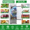 ORIKOOL 27" Commercial Display Refrigerator Swing Glass Door 23 Cu.ft Stainless Steel Reach-in Merchandiser Refrigerators with LED Lighting