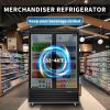 ORIKOOL Glass Door Merchandiser Refrigerator 45 Cu.ft Swing Door Commercial Display Refrigerators Merchandising Refrigeration with LED Top Panel