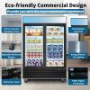 ORIKOOL Glass Door Merchandiser Freezer 44.7 Cu.ft Swing Door Commercial Reach-In Display Freezers with LED Top Panel Upright Freeze Storage