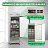 ORIKOOL 27" Commercial Display Refrigerator Swing Glass Door 23 Cu.ft Stainless Steel Reach-in Merchandiser Refrigerators with LED Lighting