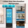 ORIKOOL Glass Door Merchandiser Refrigerator 19 Cu.ft Swing Door Commercial Display Refrigerators Merchandising Refrigeration with LED Top Panel