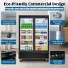 ORIKOOL Glass Door Merchandiser Refrigerator 45 Cu.ft Swing Door Commercial Display Refrigerators Merchandising Refrigeration with LED Top Panel