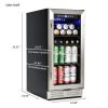 Premium 15-inch Mini Beverage Refrigerator / Wine Cooler - Built-in & Freestanding, 120 Cans, Adjustable Shelves, LED Lighting, Quiet, ETL Certified