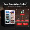 SOTOLA 24 Inch Wine and Beverage Refrigerator, Dual Zone 19 Bottles and 57 Cans Wine Cooler, Under Counter Wine Fridge with Lock, Built-In Freestandin