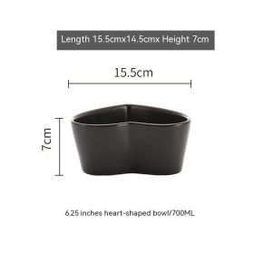 Nordic Heart-shaped Bowl, Heart Shaped Bowl, Irregular Bowl, Salad Bowl (Option: Black-6 inches)