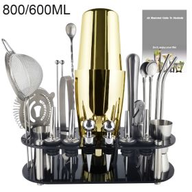 Boston Cocktail Shaker Bar Tools Wine Mixer Set (Option: Gold-800or600ml Rack)