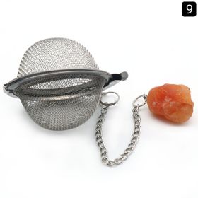 Natural Raw Gemstone Filter Ball Stew Ingredients Ball Stainless Steel Tea Filter (Option: Red Agate)