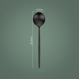 Household Hotel Restaurant Steak Stainless Steel Knife, Fork And Spoon (Option: Black Matte Spoon)