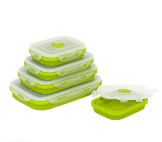 Reusable Pizza Storage Container with  Microwavable Serving Trays - Adjustable Pizza Slice Container to Organize & Save Space - BPA Free, Microwave, & (Color: Green, size: 550ML)