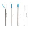 5pcs Set Stainless Steel Straws; Reusable Metal Straws With Silicone Tips; Sturdy Bent Straight Drinks Straw; Food Grade Straw; With 3pcs Straws; 1pc