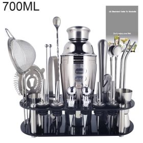 Boston Cocktail Shaker Bar Tools Wine Mixer Set (Option: Silver-700ml Rack)