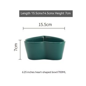 Nordic Heart-shaped Bowl, Heart Shaped Bowl, Irregular Bowl, Salad Bowl (Option: Dark green-6 inches)